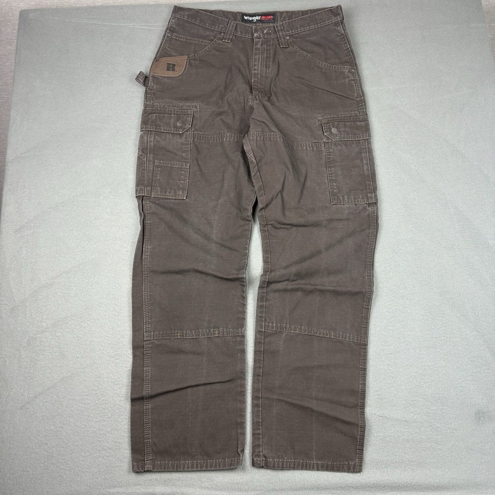 Wrangler Riggs Workwear Cargo Pants Mens 34x34 Brown Ripstop Double Knee